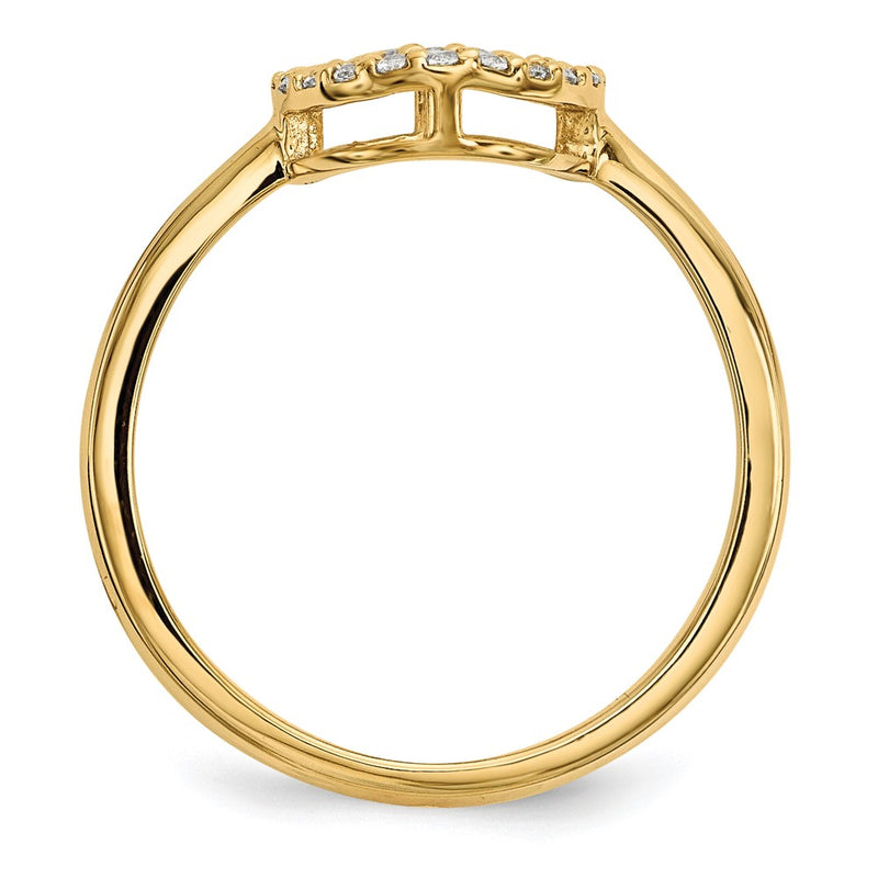 14K Yellow Gold Real Diamond Open Circle Ring