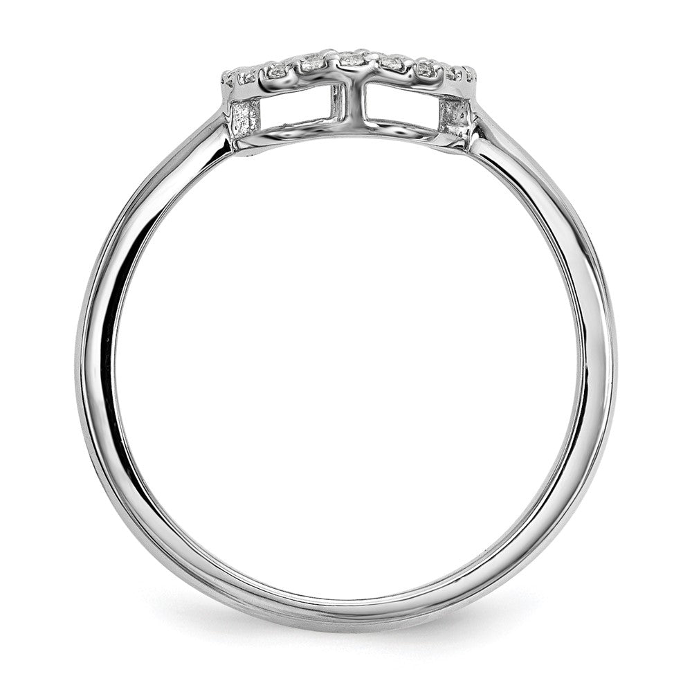 14k White Gold Real Diamond Open Circle Ring