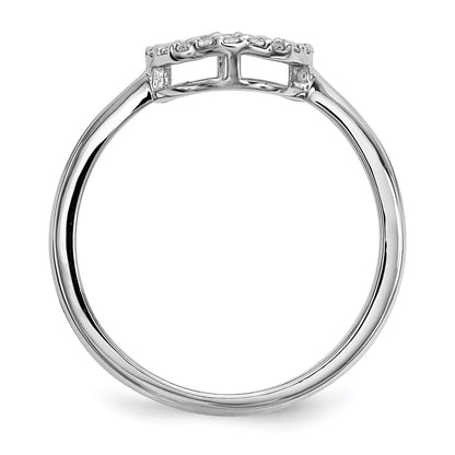 14k White Gold Real Diamond Open Circle Ring
