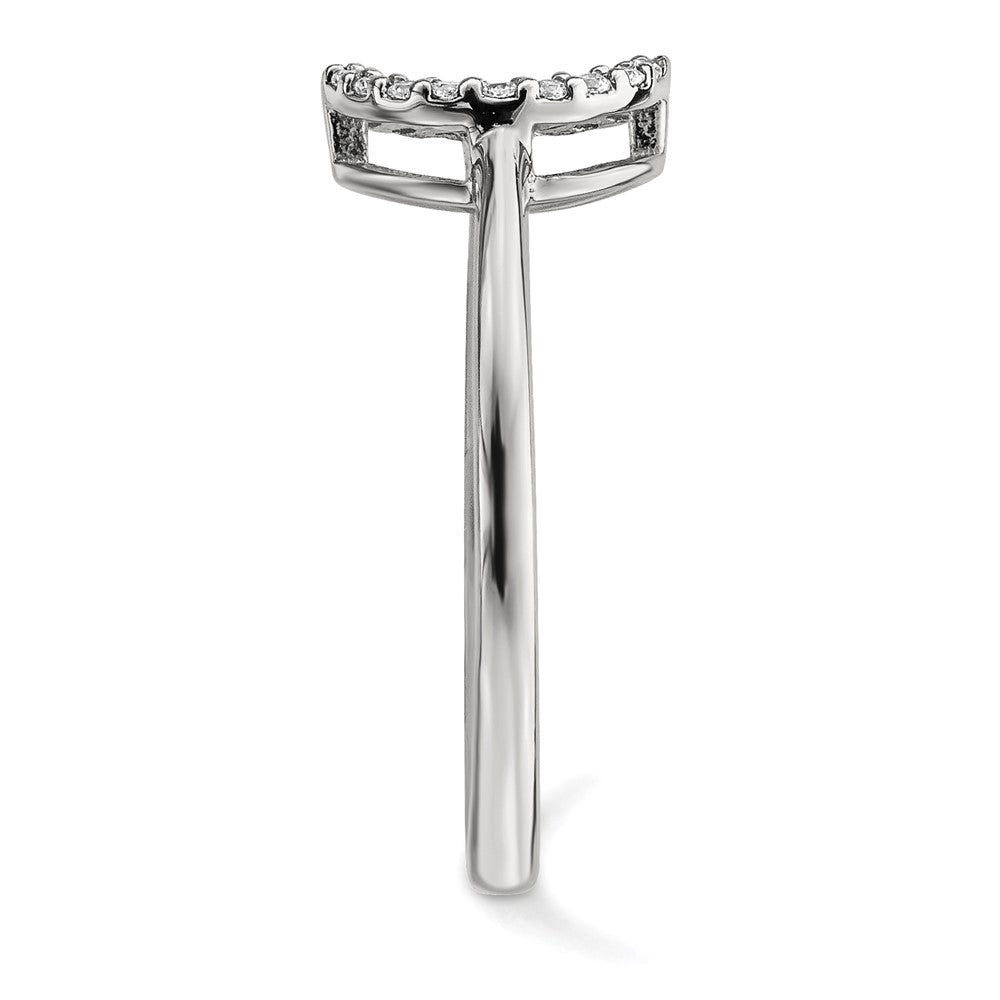14k White Gold Real Diamond Open Circle Ring