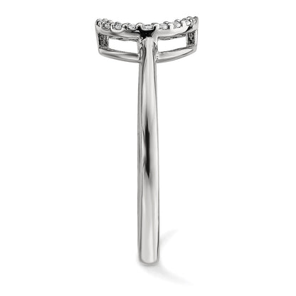 14k White Gold Real Diamond Open Circle Ring