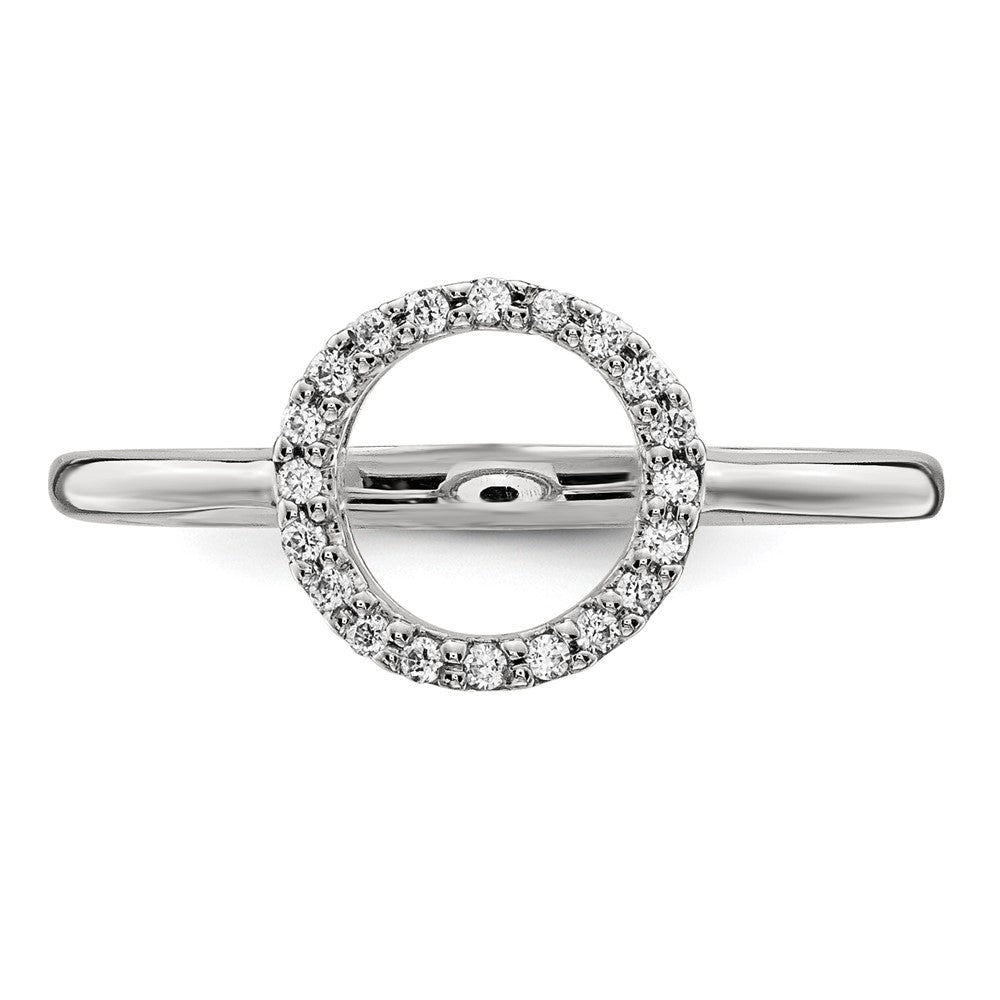 14k White Gold Real Diamond Open Circle Ring