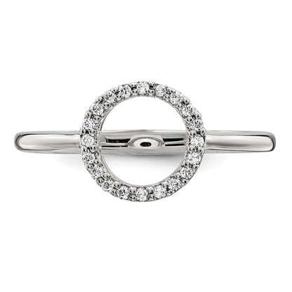 14k White Gold Real Diamond Open Circle Ring