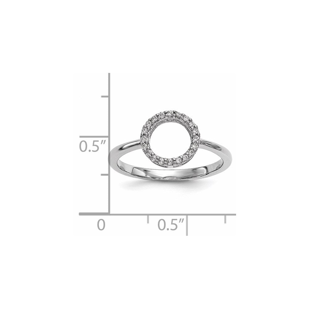 14k White Gold Real Diamond Open Circle Ring