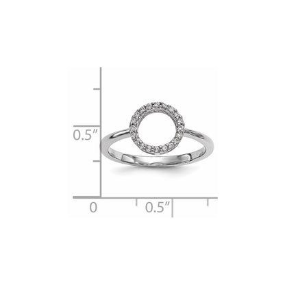 14k White Gold Real Diamond Open Circle Ring