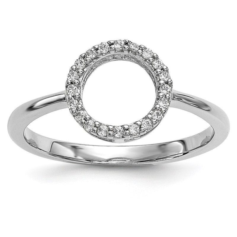 14k White Gold Real Diamond Open Circle Ring