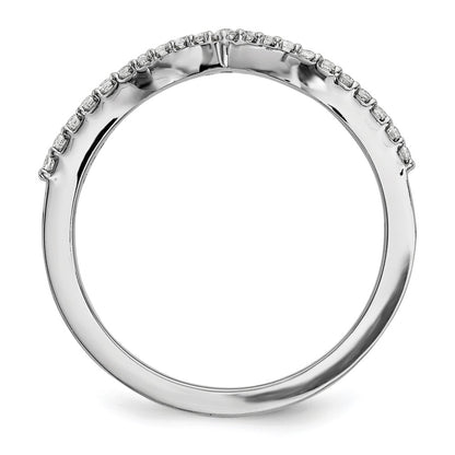 14k White Gold Real Diamond V Ring