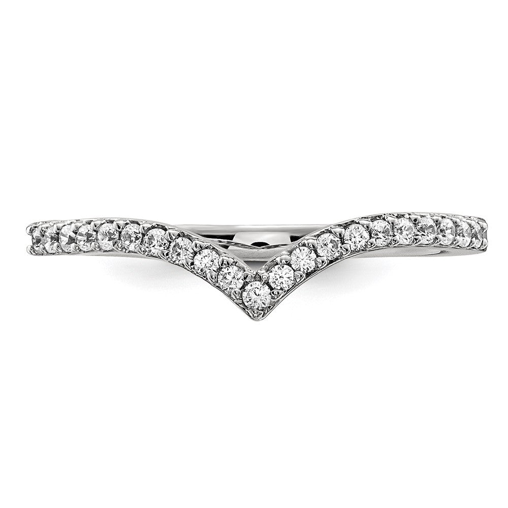14k White Gold Real Diamond V Ring