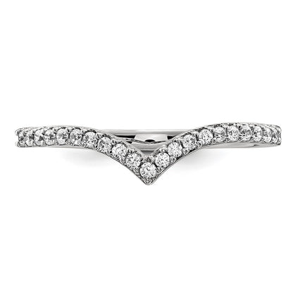 14k White Gold Real Diamond V Ring