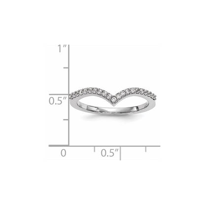 14k White Gold Real Diamond V Ring