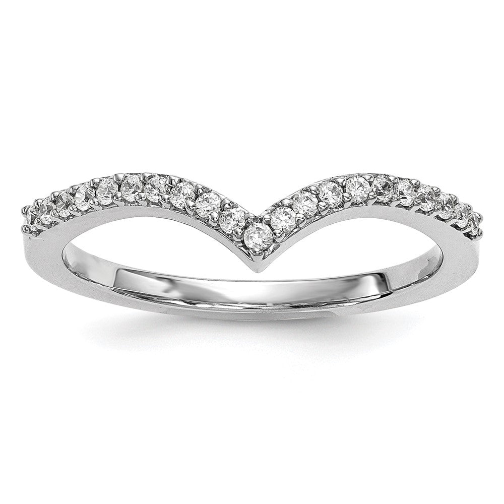 14k White Gold Real Diamond V Ring