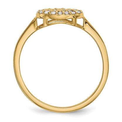 14K Yellow Gold Real Diamond Cluster Oval Ring