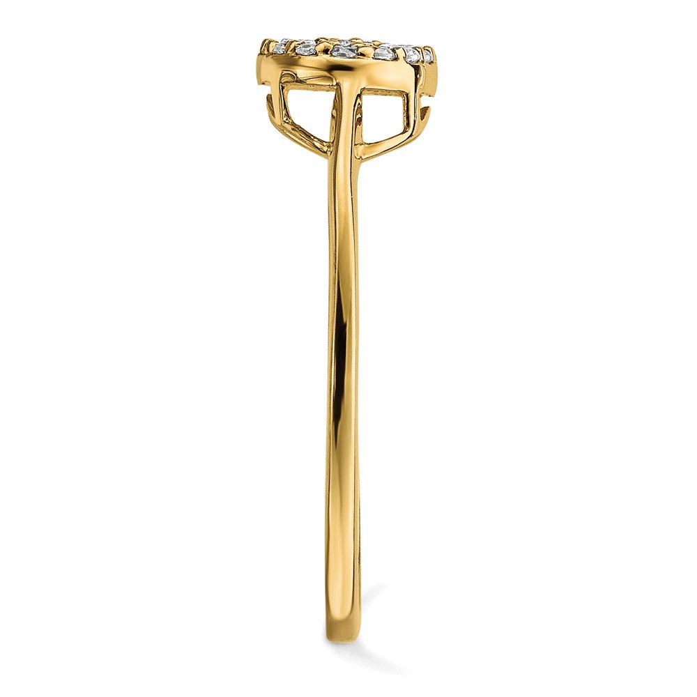 14K Yellow Gold Real Diamond Cluster Oval Ring