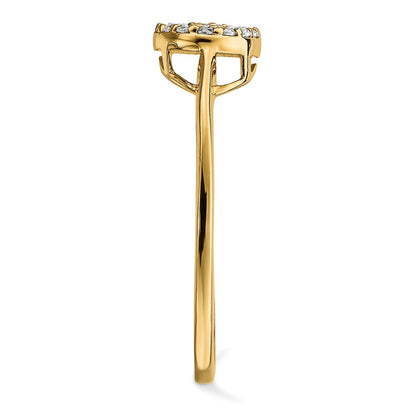 14K Yellow Gold Real Diamond Cluster Oval Ring