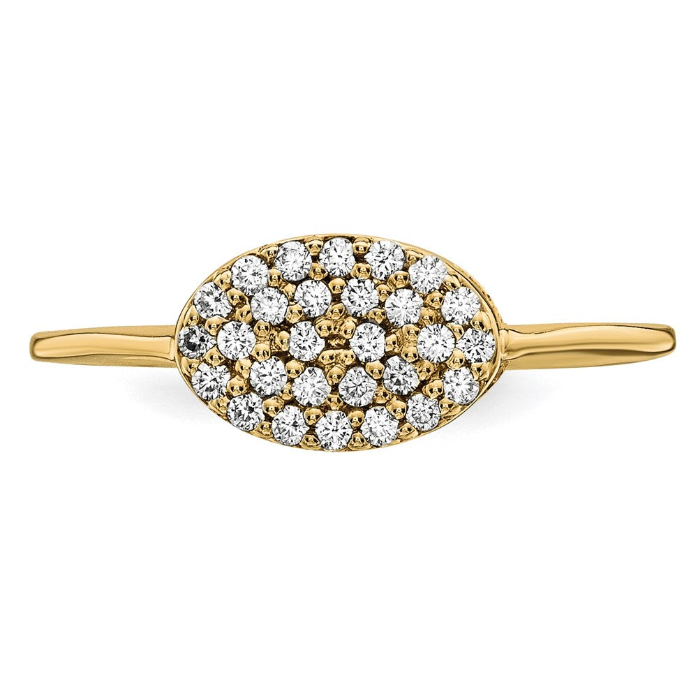 14K Yellow Gold Real Diamond Cluster Oval Ring