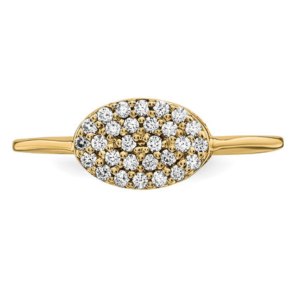 14K Yellow Gold Real Diamond Cluster Oval Ring