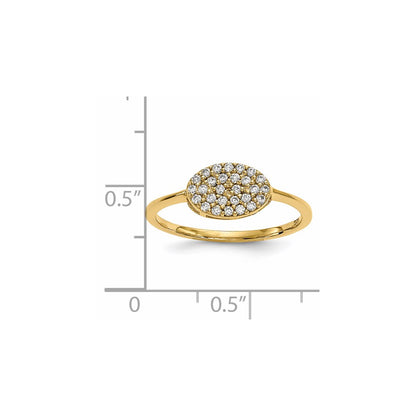 14K Yellow Gold Real Diamond Cluster Oval Ring