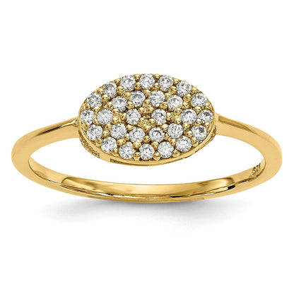 14K Yellow Gold Real Diamond Cluster Oval Ring