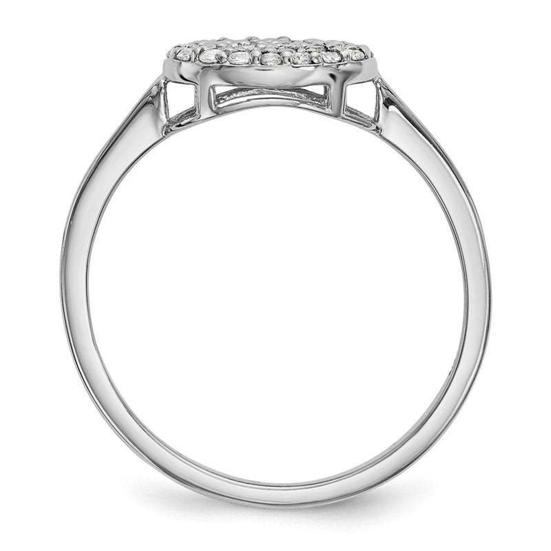 14k White Gold Real Diamond Cluster Oval Ring