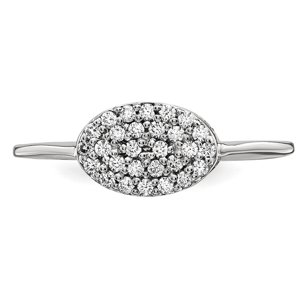14k White Gold Real Diamond Cluster Oval Ring