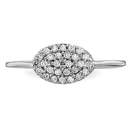 14k White Gold Real Diamond Cluster Oval Ring