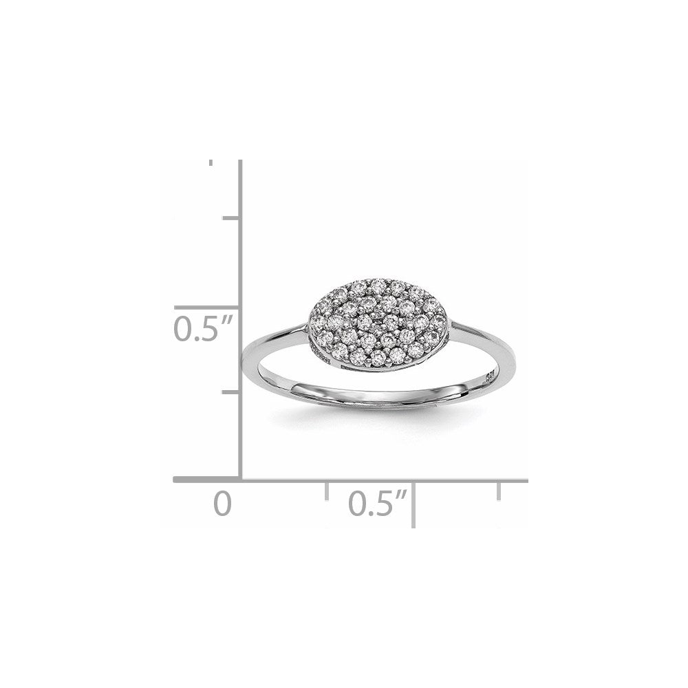 14k White Gold Real Diamond Cluster Oval Ring