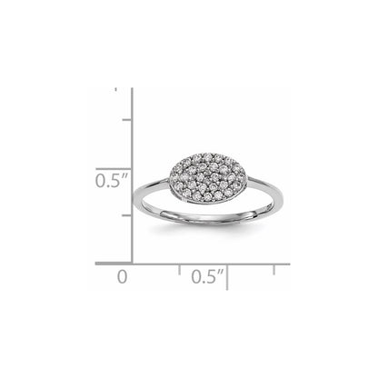 14k White Gold Real Diamond Cluster Oval Ring