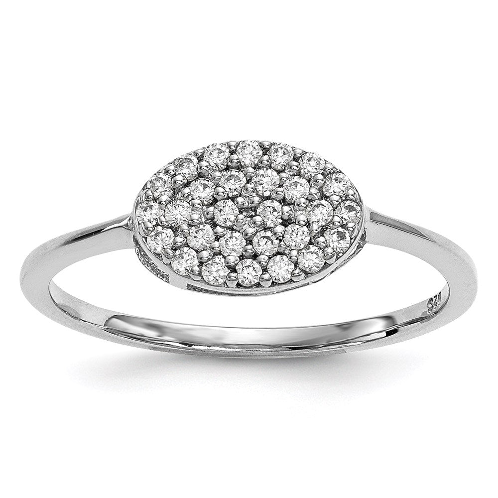 14k White Gold Real Diamond Cluster Oval Ring
