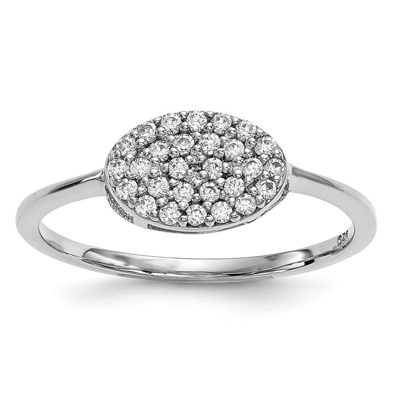 14k White Gold Real Diamond Cluster Oval Ring