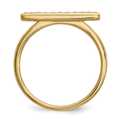 14K Yellow Gold Real Diamond Bar Ring