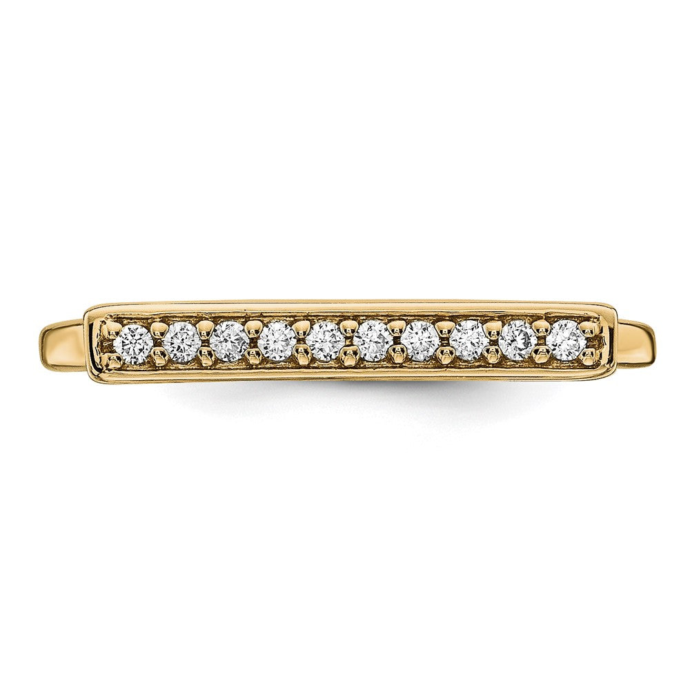 14K Yellow Gold Real Diamond Bar Ring