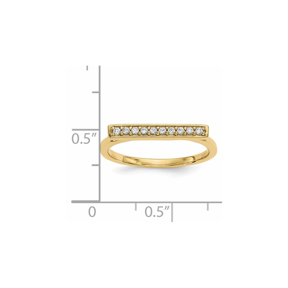 14K Yellow Gold Real Diamond Bar Ring