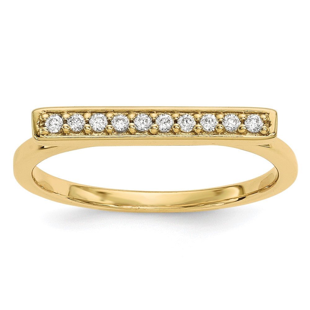 14K Yellow Gold Real Diamond Bar Ring