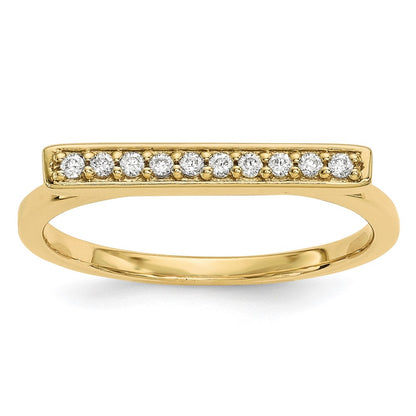 14K Yellow Gold Real Diamond Bar Ring