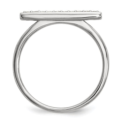 14k White Gold Real Diamond Bar Ring
