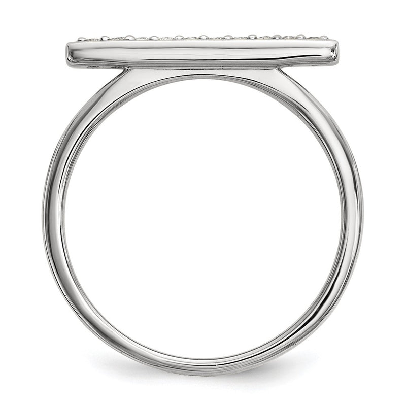 14k White Gold Real Diamond Bar Ring
