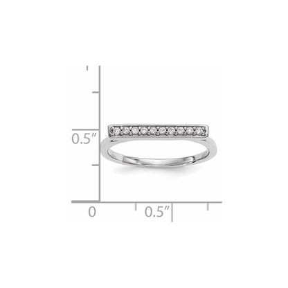 14k White Gold Real Diamond Bar Ring