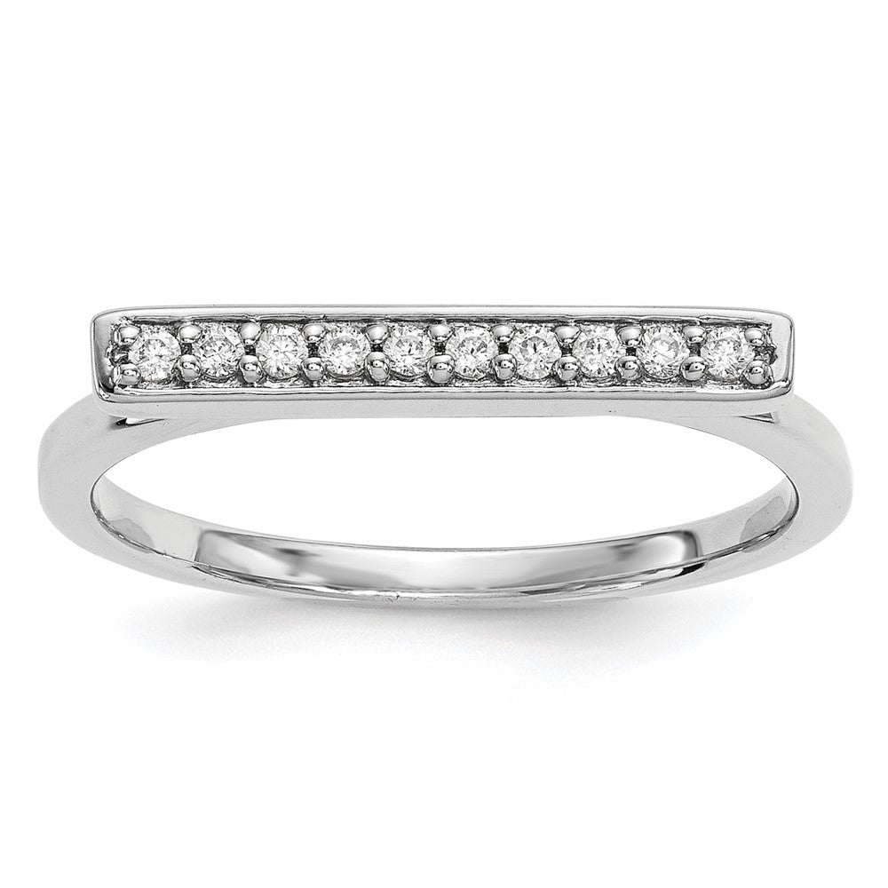 14k White Gold Real Diamond Bar Ring