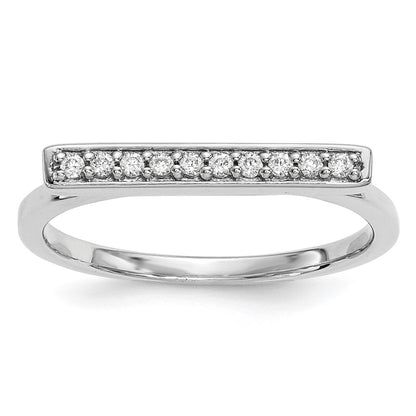 14k White Gold Real Diamond Bar Ring