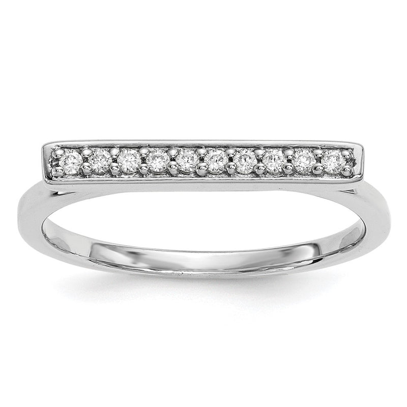 14k White Gold Real Diamond Bar Ring