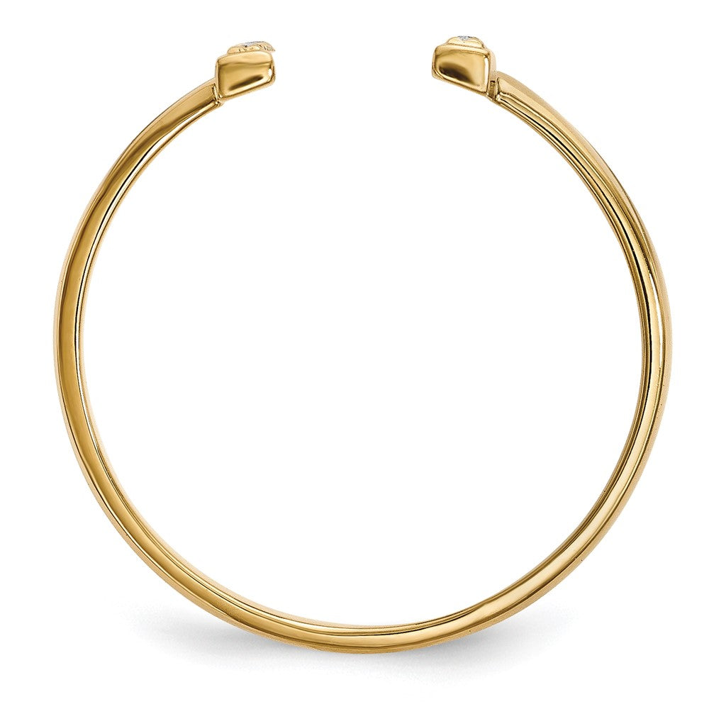 14K Yellow Gold Real Diamond Double Bar Ring