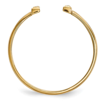 14K Yellow Gold Real Diamond Double Bar Ring