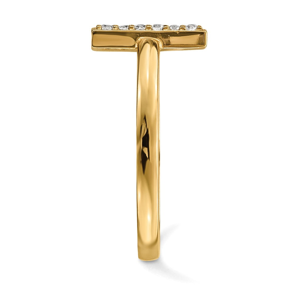 14K Yellow Gold Real Diamond Double Bar Ring