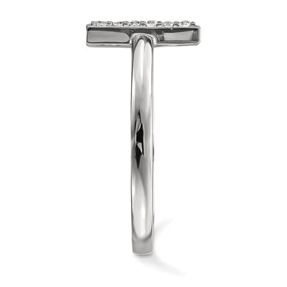 14k White Gold Real Diamond Double Bar Ring