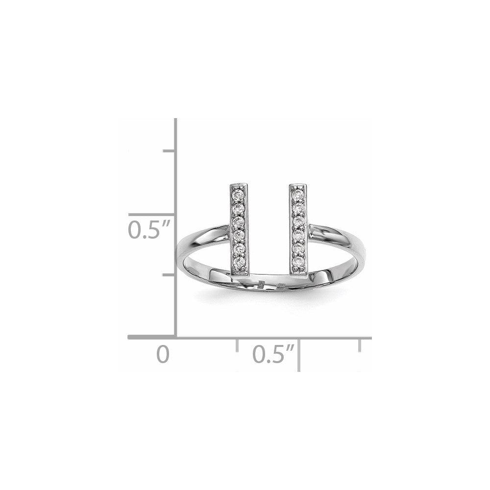 14k White Gold Real Diamond Double Bar Ring