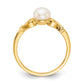 14K Yellow Gold Real Diamond and Freshwater Cultured Pearl Heart Ring