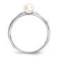 14k White Gold Freshwater Cultured Pearl and Real Diamond Ring