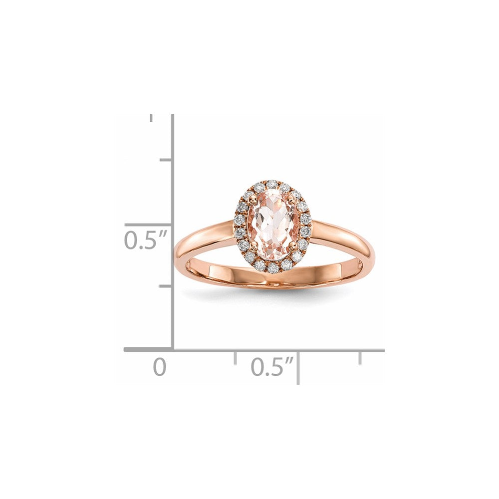 14k Rose Gold Polished Morganite and Real Diamond Ring