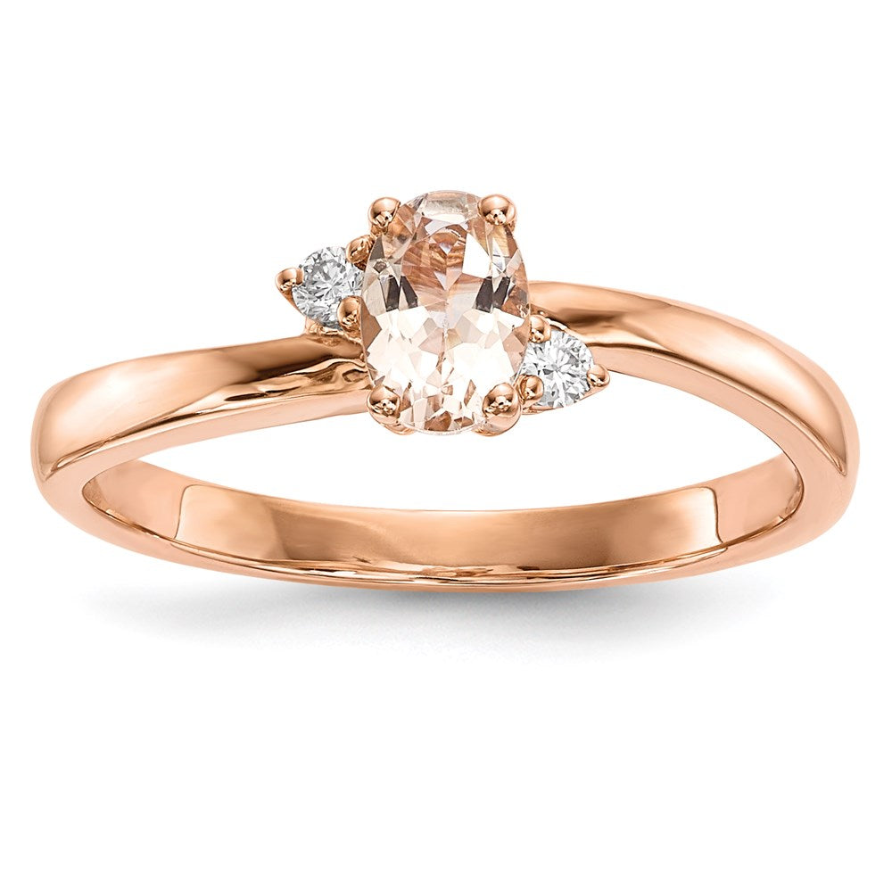 14k Rose Gold w/ Morganite & Real Diamond Ring