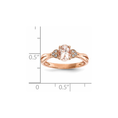 14k Rose Gold w/ Morganite & Real Diamond Ring